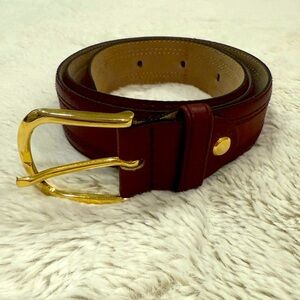 Bernard Boinet Paris Women’s  Brown Leather Belt with Gold Buckle
